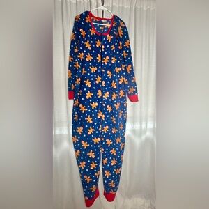 Blue Onesie with Gingerbread Pattern
